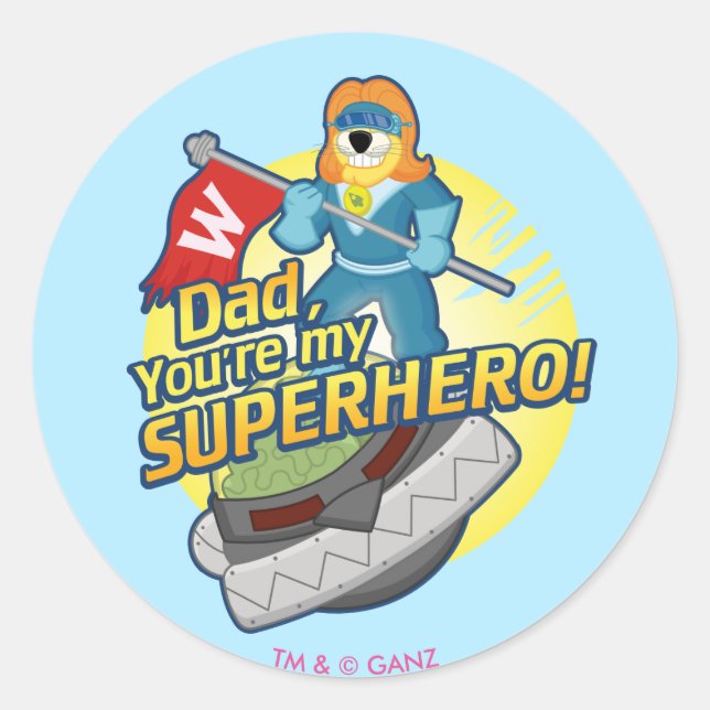 Dad, You're My Superhero Classic Round Sticker (Front)