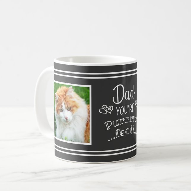 Dad You're Purrfect 2 Photos Charcoal Gray Coffee Mug (Front Left)