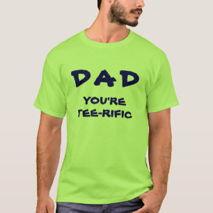 Dad You're Tee-Rific Golf Pun Lime Green And Navy T-Shirt