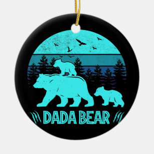 Dada Bear 2 Cubs Daddy of Twin Family Matching Ceramic Ornament
