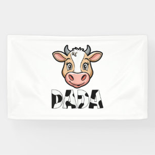Dada Cow Print Cow Pattern Father's Day Banner