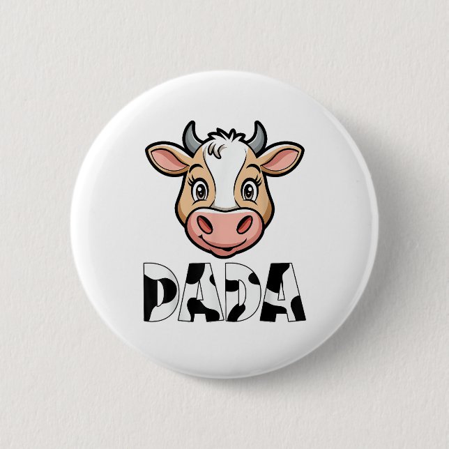 Dada Cow Print Cow Pattern Father's Day  Button (Front)