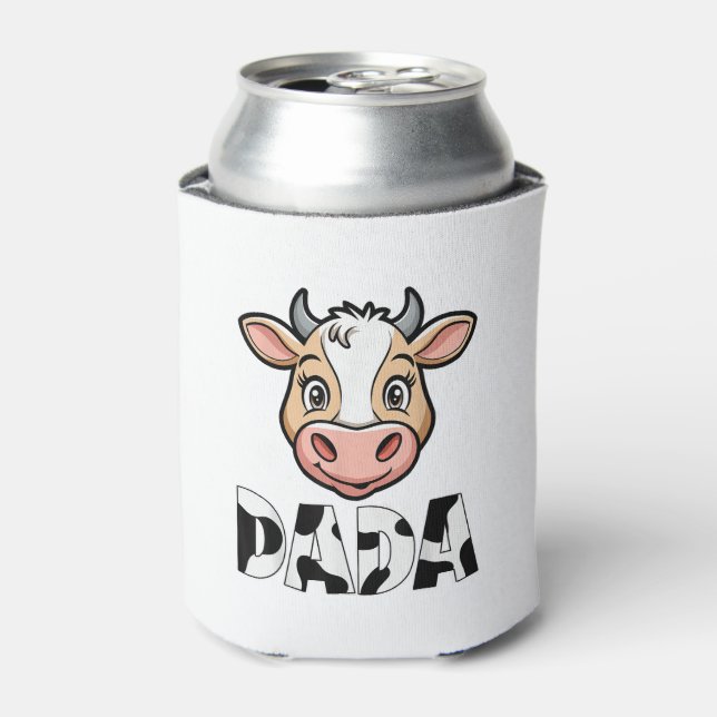 Dada Cow Print Cow Pattern Father's Day  Can Cooler (Can Front)