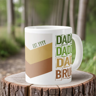 Dada Daddy Dad Bruh Custom Est Modern Green Tan Giant Coffee Mug