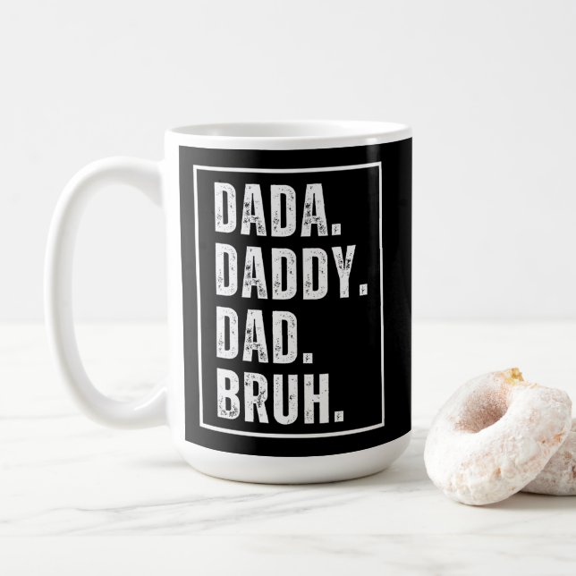 Dada Daddy Dad Bruh distressed retro Father's Day  Coffee Mug (With Donut)