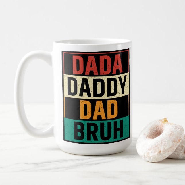 Dada Daddy Dad Bruh Funny retro Father's Day  Coffee Mug (With Donut)