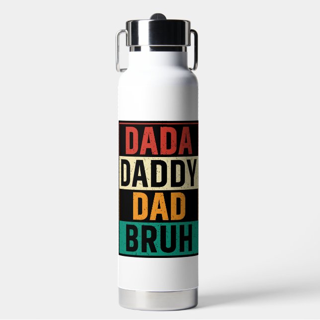 Dada Daddy Dad Bruh Funny retro Father's Day  Water Bottle (Front)