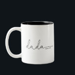 Dada Established | Dad Gift Two-Tone Coffee Mug<br><div class="desc">This mug features the text Dada in a beautiful script with "est" and the year! This would make a perfect gift for him for father's day, Christmas, birthday, or the perfect pregnancy announcement! Change the color of the cup lining to blue for an upcoming boy or pink for an upcoming...</div>