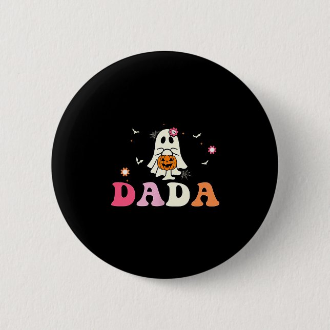 Dada Ghost Boo One Soky Dad First Halloween Birthd Button (Front)