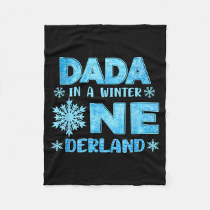Dada In A Winter Onederland Bday Girl Sweet Snowfl Fleece Blanket