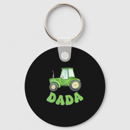 Dada Of The Birthday Boy Tractor Farm Trucks Famil Keychain