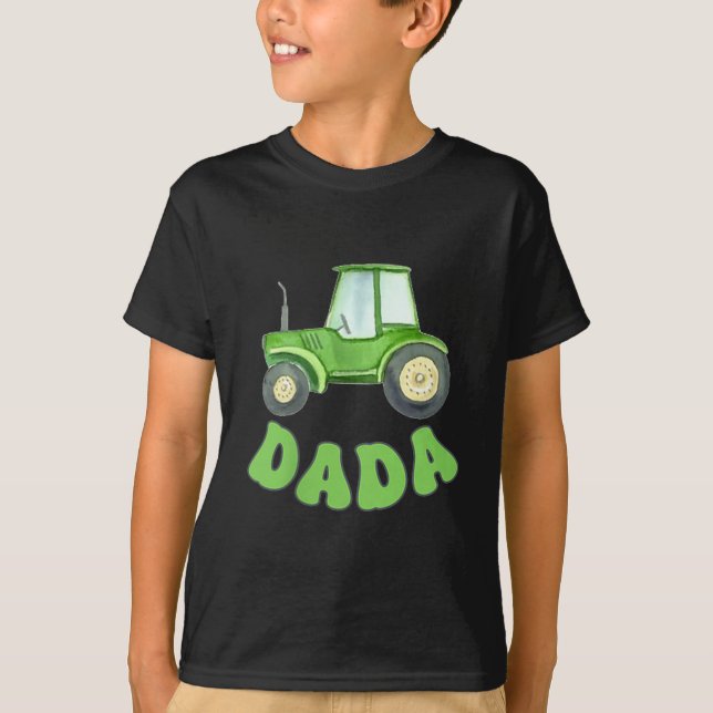 Dada Of The Birthday Boy Tractor Farm Trucks Famil T-Shirt (Front)