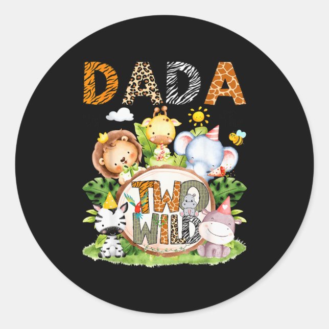 Dada Of The Two Wild Safari Jungle 2nd Birthday Bo Classic Round Sticker (Front)