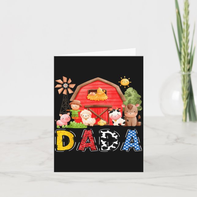 Dada Red Farm Cow Birthday Boy Matching Family Par Card (Front)