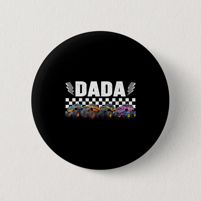 Dada Retro Monster Truck Family Crew Birthday Matc Button (Front)
