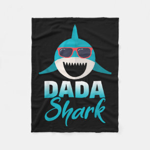 Dada Shark Wearing Cool Sungles Daddy Fleece Blanket