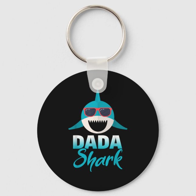 Dada Shark Wearing Cool Sungles Daddy  Keychain (Front)