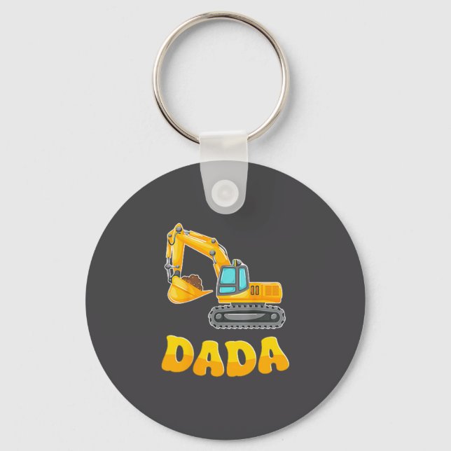 Dada The Birthday Boy Excavator Construction Famil Keychain (Front)