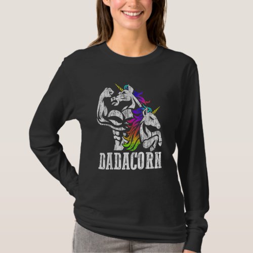Dadacorn Fathers Day For Dad Of Unicorn Daughter T_Shirt
