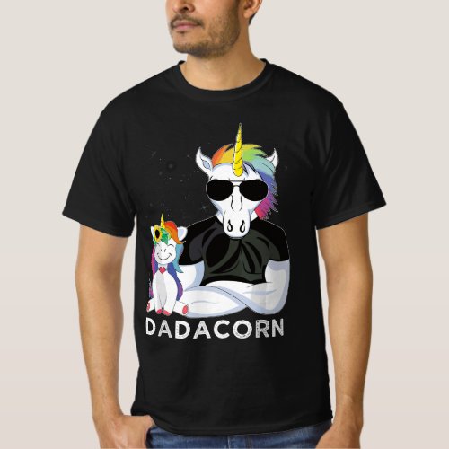 Dadacorn Muscle Unicorn Dad Baby Daughter Father T_Shirt