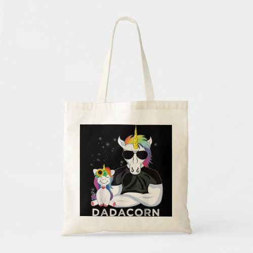 Dadacorn Muscle Unicorn Dad Baby Daughter Father Tote Bag