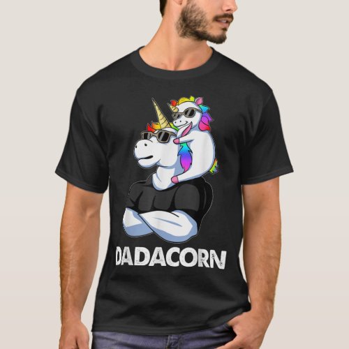 Dadacorn _ Unicorn Dad and Baby Christmas Papa Fat T_Shirt