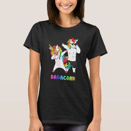 Dadacorn Unicorn Dad And Baby Girl Fathers Day Pap T_Shirt