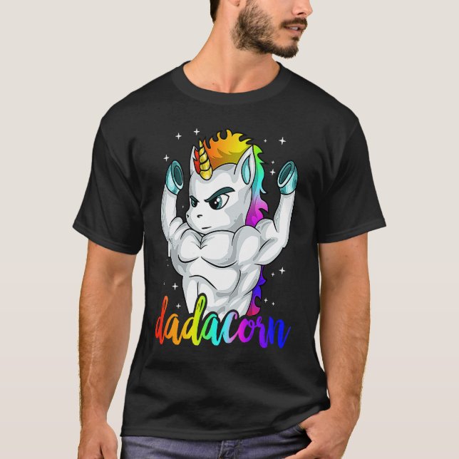 Dadacorn Unicorn Daddy Muscle Unique Family Christ T-Shirt (Front)