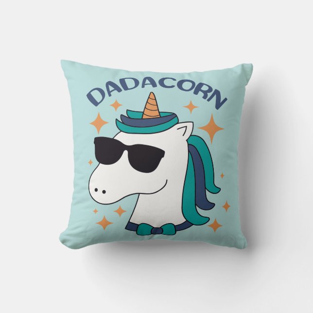 Dadacorn With Sunglasses Throw Pillow (Front)