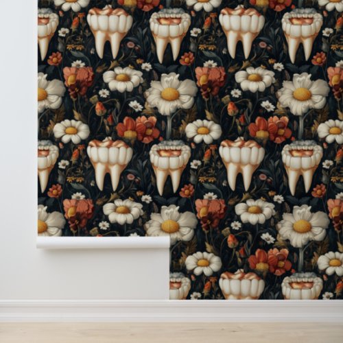 Dadaism Chamomile Tooth Flower Dental Clinic Decor Wallpaper