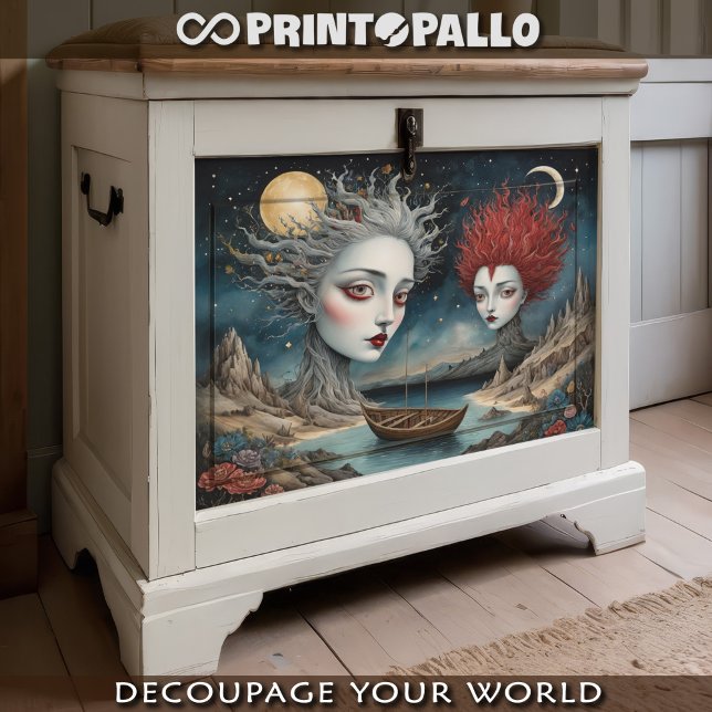 Dadaist women couple in a cubist surrealist world  tissue paper (Creator Uploaded)