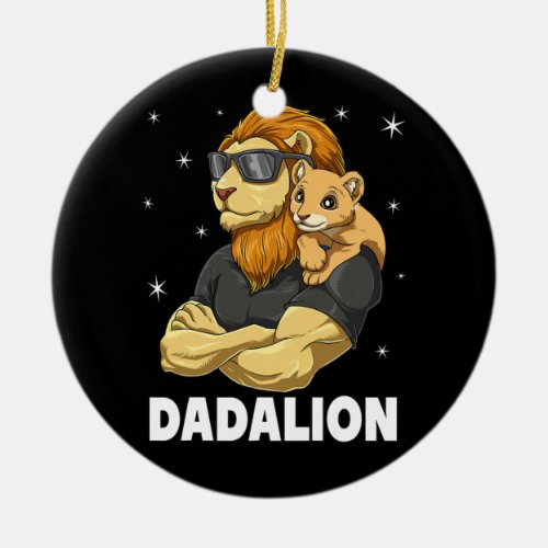 Dadalion Lion Dad and Baby Papa Fathers Day for Ceramic Ornament