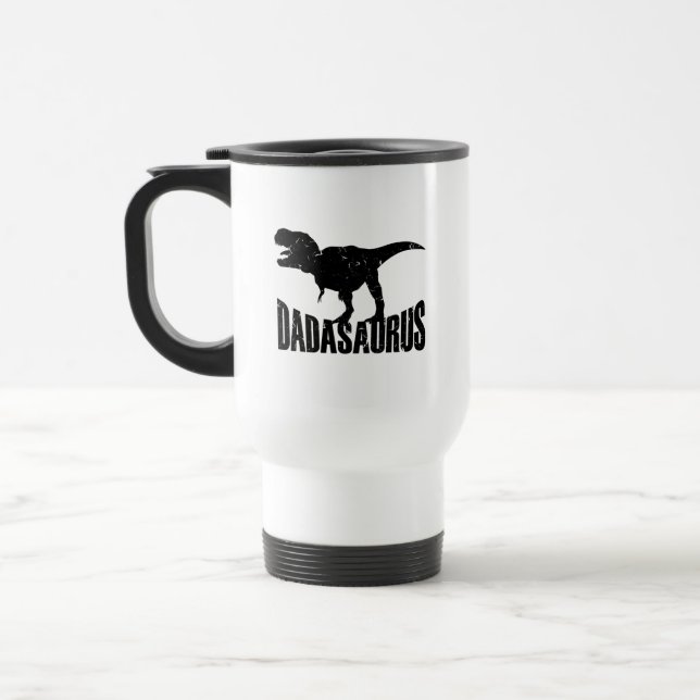 Dadasaurus Dad, Dino Lover Dad, Father's Day Travel Mug (Left)