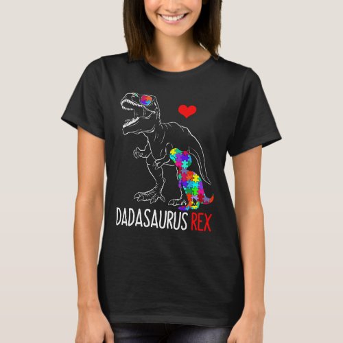 Dadasaurus Daddy Rex Autism Awareness Proud Dad Fa T_Shirt