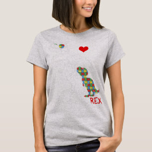 Dadasaurus Daddy Rex Autism Awareness Proud Dad Fa T-Shirt