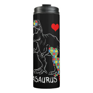 Dadasaurus Daddy Rex Autism Awareness Proud Dad Fa Thermal Tumbler