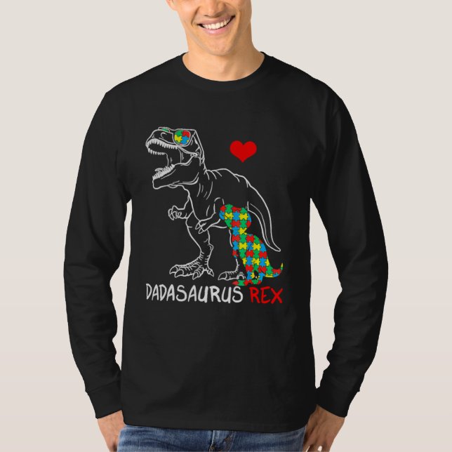 Dadasaurus Rex Autism Awareness Jigsaw Puzzle Prou T-Shirt (Front)
