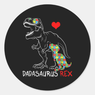 Dadasaurus Rex Autism Awareness Proud Dad Father's Classic Round Sticker
