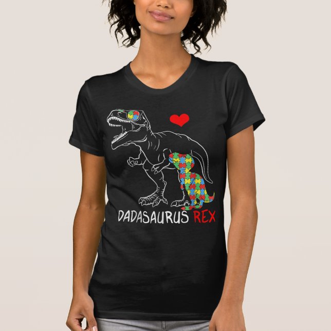 Dadasaurus Rex Autism Awareness Proud Dad Father's T-Shirt (Front)