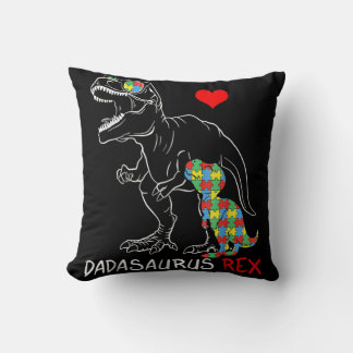 Dadasaurus Rex Autism Awareness Proud Dad Father's Throw Pillow