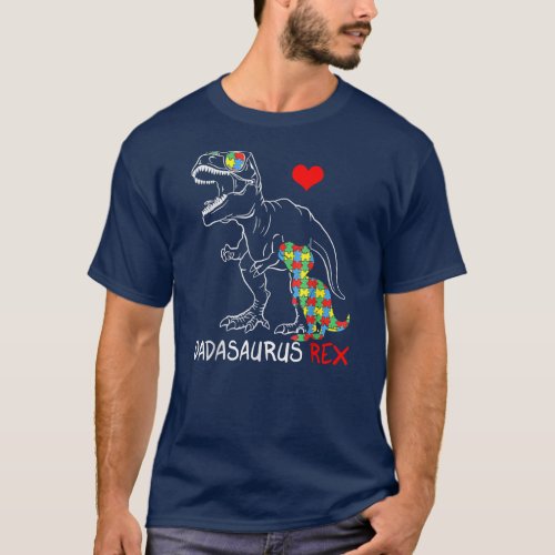 Dadasaurus Rex Autism Awareness Proud Dad T_Shirt