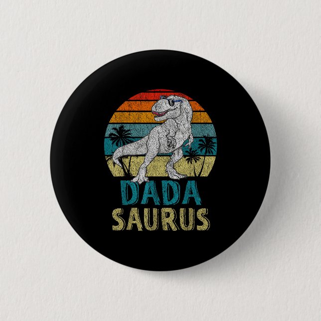 Dadasaurus T Rex Dinosaur Dada Saurus Family Match Button (Front)