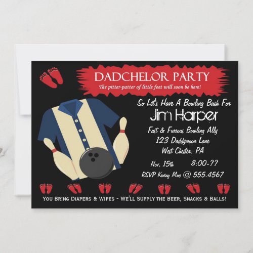 Dadchelor Bowling Party Invitations