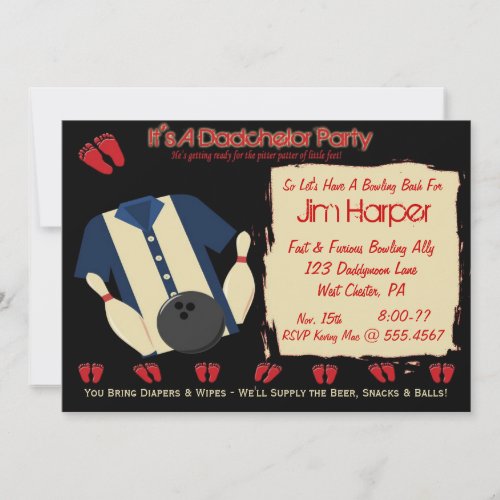 Dadchelor Bowling Party Invitations