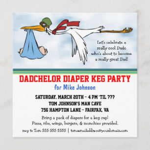Dadchelor Diaper Keg New Dad Cute Party Invitation