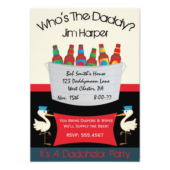 dadchelor diaper keg party invitations  zazzle