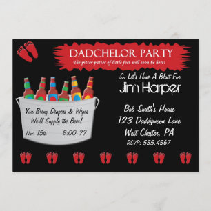 Dadchelor Diaper Keg Party Invitations
