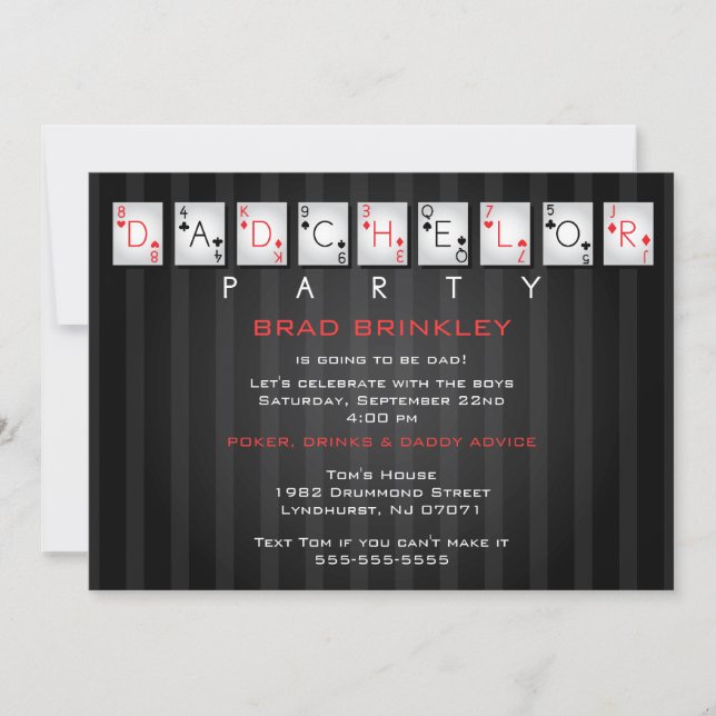 Dadchelor Party Baby Shower Card - Poker Cards (Front)