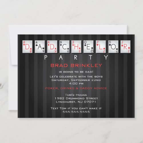 Dadchelor Party Baby Shower Card - Poker Cards Personalized Announcement