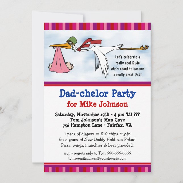 Dadchelor Party - Cute Daddy Shower Invitations (Front)